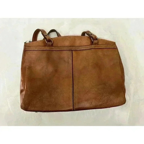 Patricia Nash Poppy Tote Shoulder Bag, 100% Italian Leather, Tan, Top Zip - Picture 9 of 12